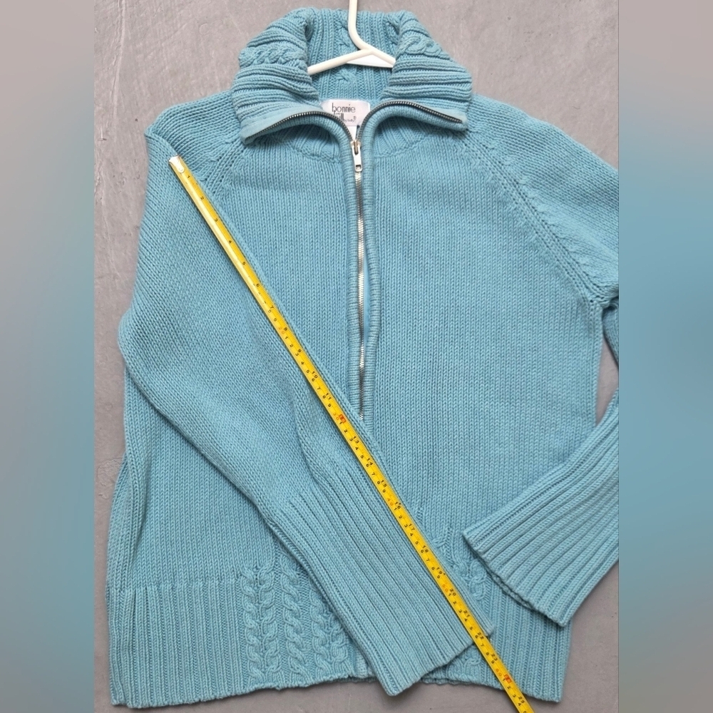 Vintage Bonnie & Bill XL Cottonblend Candy Blue Women's Zipper Cardigan Sweater - Picture 12 of 12